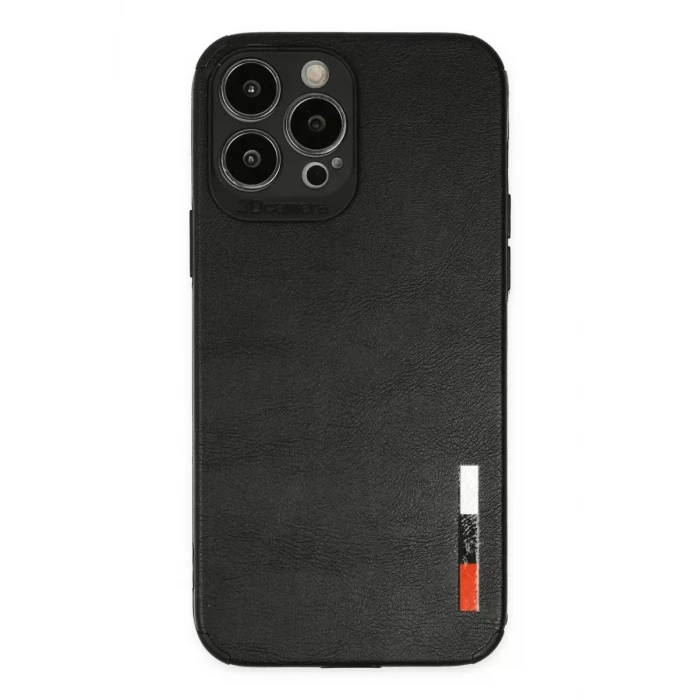 Newface Apple iPhone 13 Pro Max Kılıf Loop Deri Silikon - Siyah