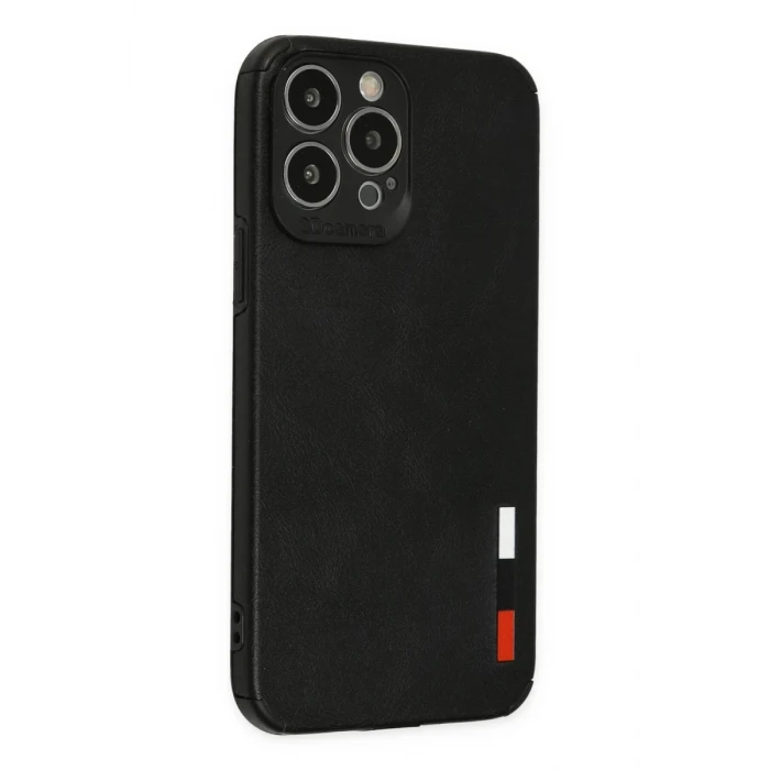 Newface Apple iPhone 13 Pro Max Kılıf Loop Deri Silikon - Siyah