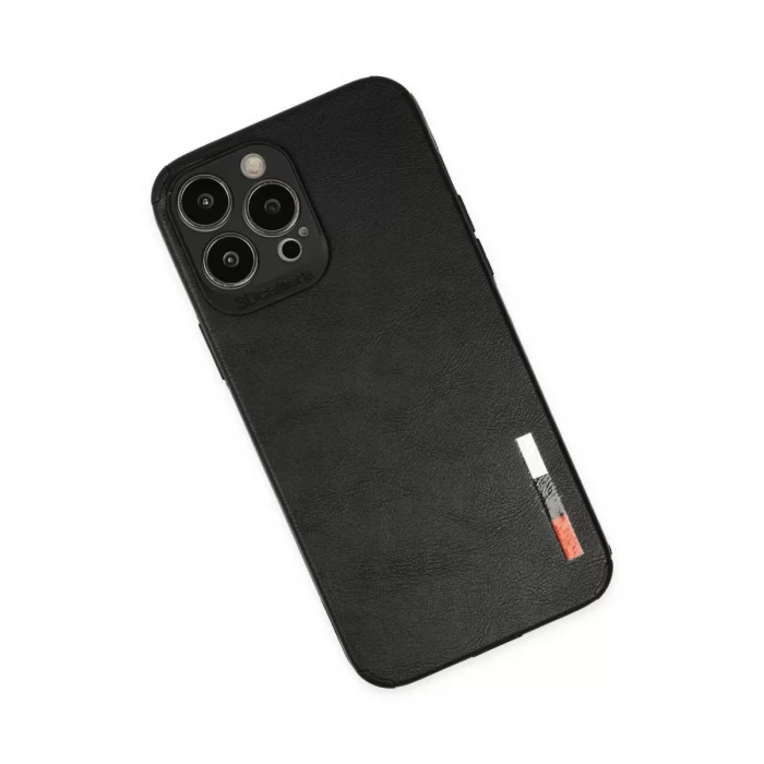 Newface Apple iPhone 13 Pro Max Kılıf Loop Deri Silikon - Siyah