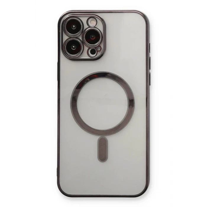 Newface Apple iPhone 13 Pro Max Kılıf Magneticsafe Lazer Silikon - Siyah