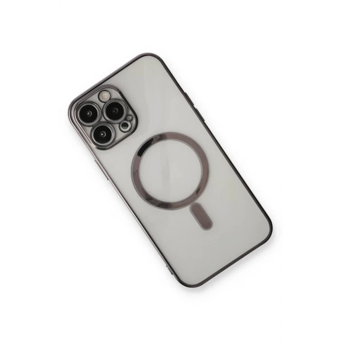 Newface Apple iPhone 13 Pro Max Kılıf Magneticsafe Lazer Silikon - Siyah
