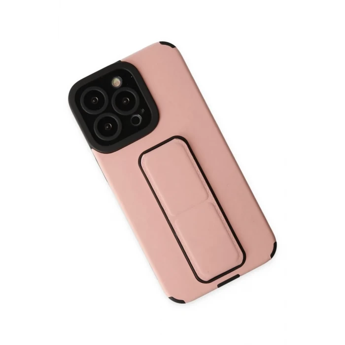 Newface Apple iPhone 13 Pro Max Kılıf Mega Standlı Silikon - Pudra