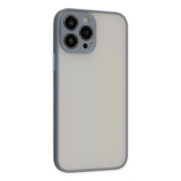 Newface Apple iPhone 13 Pro Max Kılıf Montreal Silikon Kapak - Gri