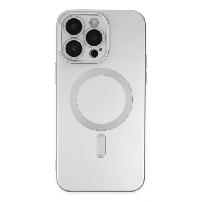 Newface Apple iPhone 13 Pro Max Kılıf Moshi Lens Magneticsafe Silikon - Gümüş