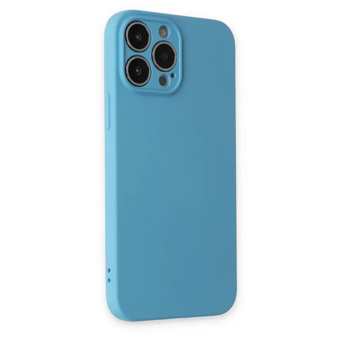 Newface Apple iPhone 13 Pro Max Kılıf Nano içi Kadife Silikon - Mavi