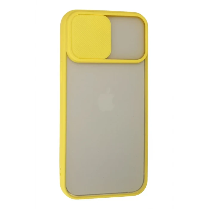 Newface Apple iPhone 13 Pro Max Kılıf Palm Buzlu Kamera Sürgülü Silikon - Sarı