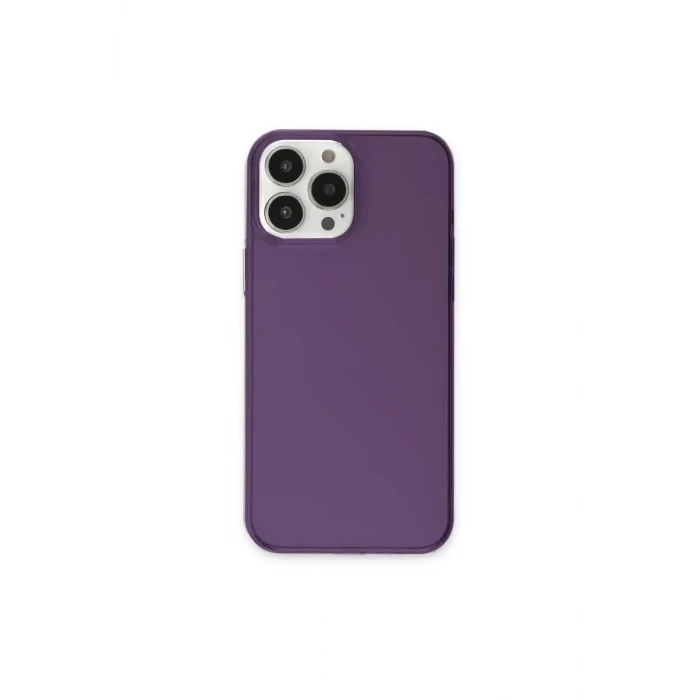 Newface Apple iPhone 13 Pro Max Kılıf Pc Sert Şeffaf Kapak - Mor