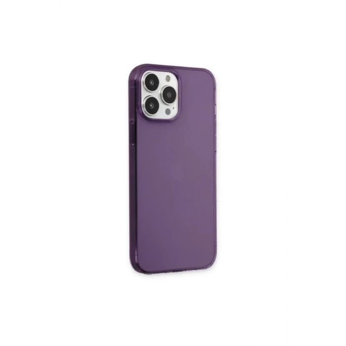 Newface Apple iPhone 13 Pro Max Kılıf Pc Sert Şeffaf Kapak - Mor