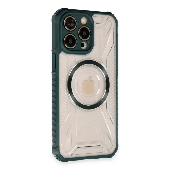 Newface Apple iPhone 13 Pro Max Kılıf Prag Magneticsafe Kapak - Koyu Yeşil