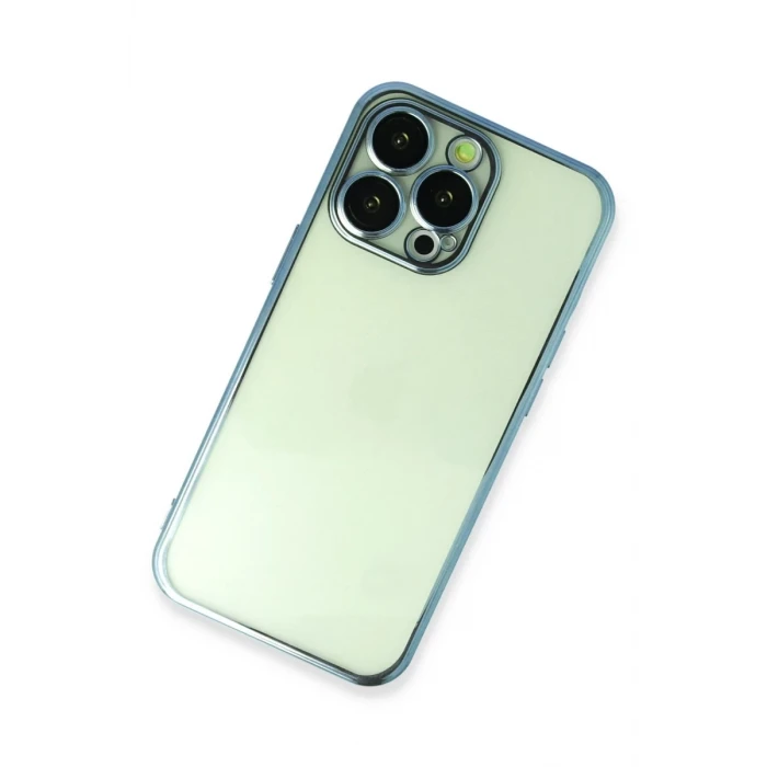 Newface Apple iPhone 13 Pro Max Kılıf Razer Lensli Silikon - Açık Mavi
