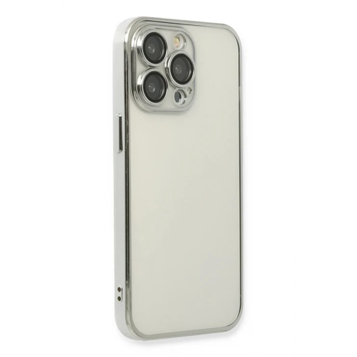 Newface Apple iPhone 13 Pro Max Kılıf Razer Lensli Silikon - Gümüş