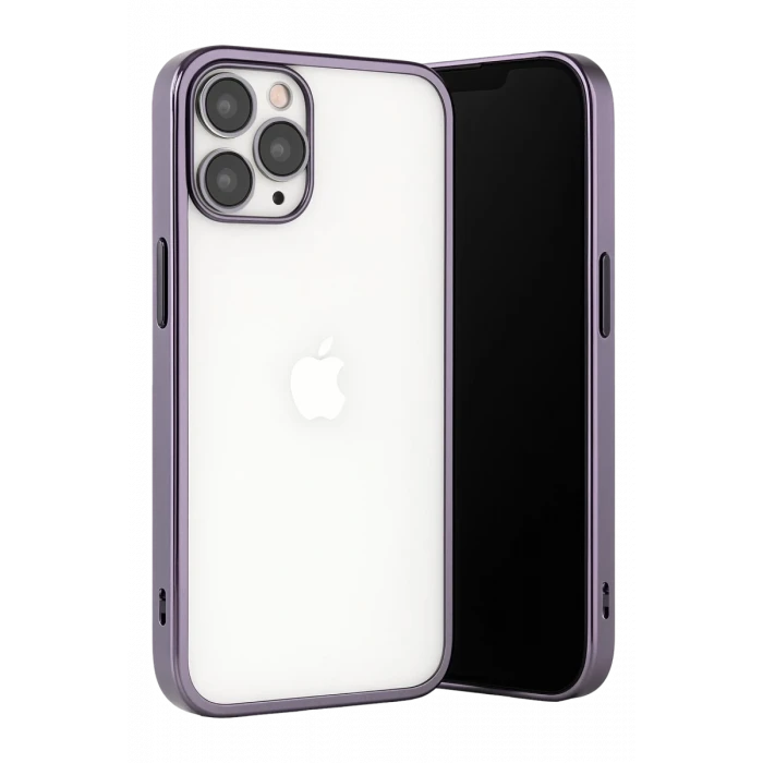 Newface Apple iPhone 13 Pro Max Kılıf Razer Lensli Silikon - Mor