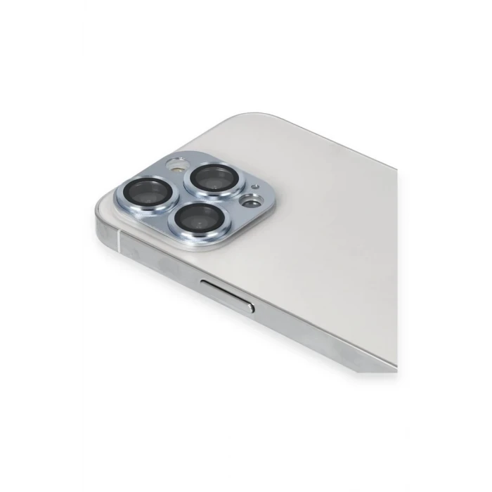 Newface Apple iPhone 13 Pro Max Pers Alüminyum Kamera Lens - Sierra Blue