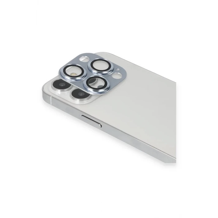 Newface Apple iPhone 13 Pro Max Pers Alüminyum Kamera Lens - Sierra Blue
