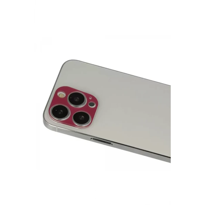 Newface Apple iPhone 13 Pro Max Rainbow Kamera Lens Koruma Cam - Koyu Kırmızı
