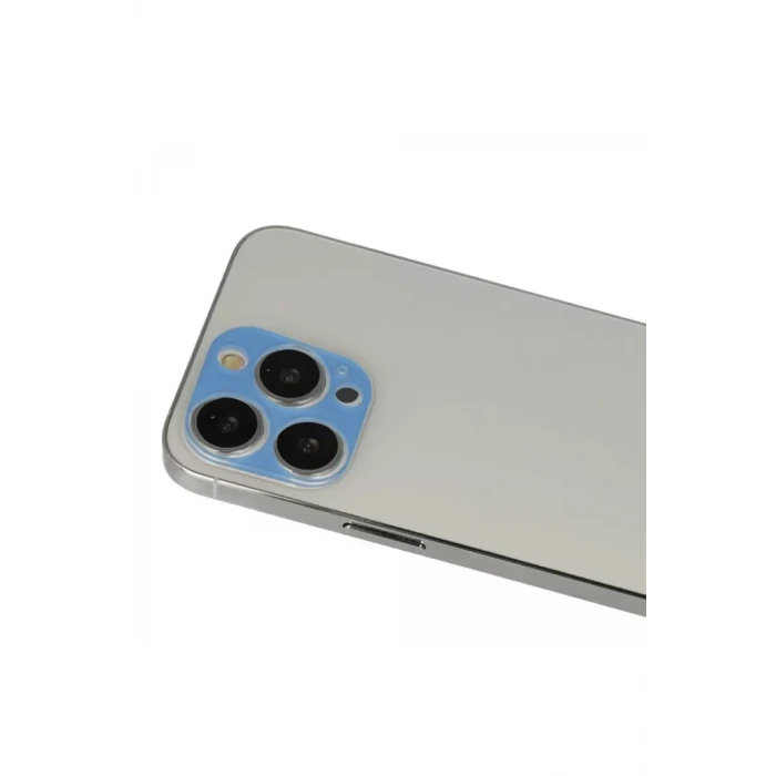 Newface Apple iPhone 13 Pro Max Rainbow Kamera Lens Koruma Cam - Mavi