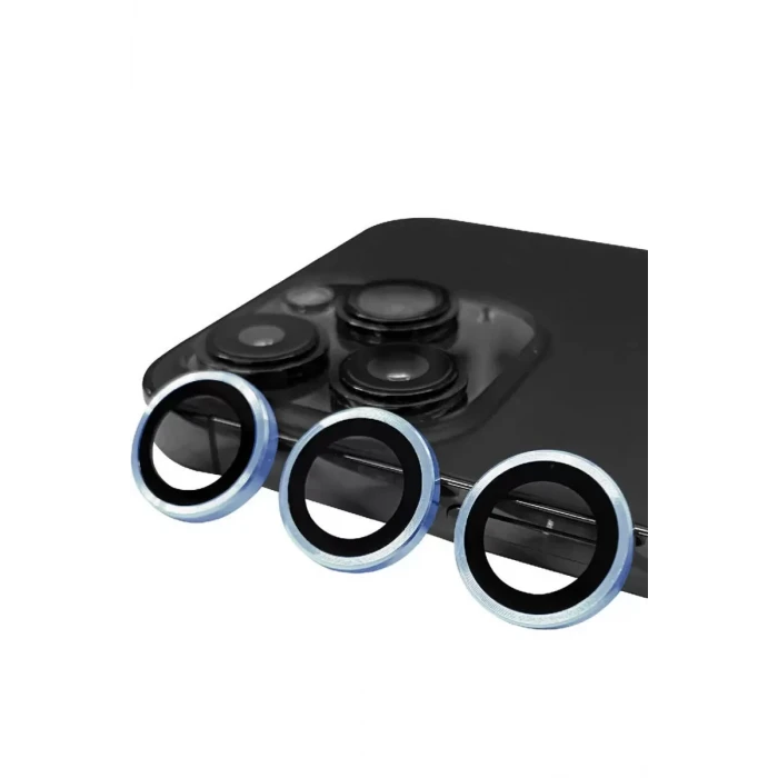Newface Apple iPhone 13 Pro Max Raze Metal Kamera Lens - Mavi