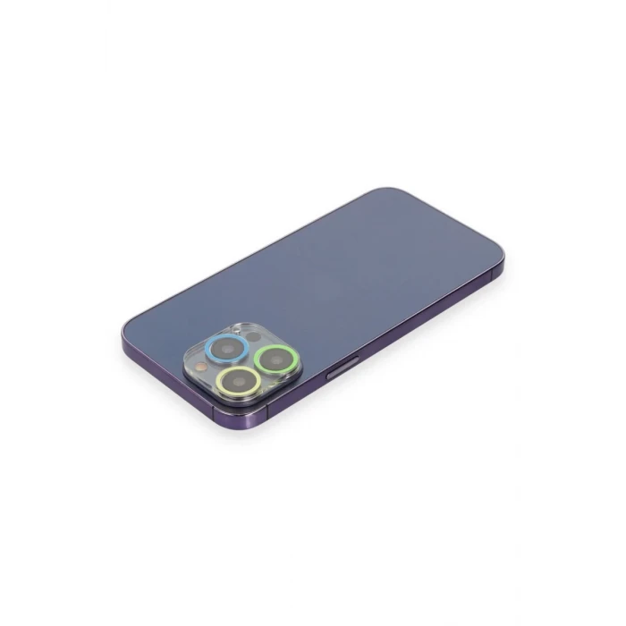 Newface Apple iPhone 13 Pro Max Renkli Kamera Lens Koruma Cam - Yeşil-Sarı