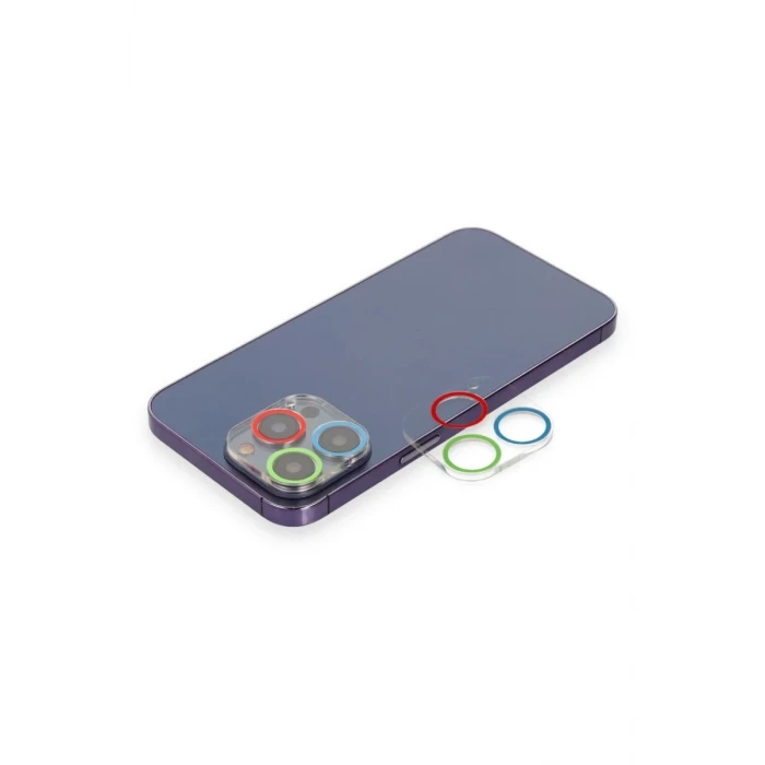 Newface Apple iPhone 13 Pro Renkli Kamera Lens Koruma Cam - Mavi-Yeşil