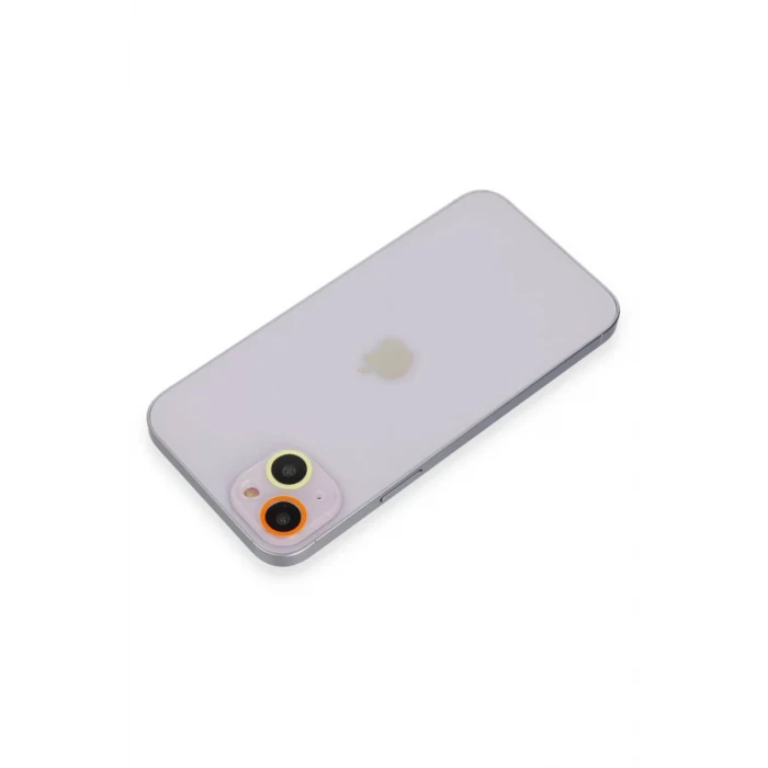 Newface Apple iPhone 13 Renkli Kamera Lens Koruma Cam - Sarı-Turuncu