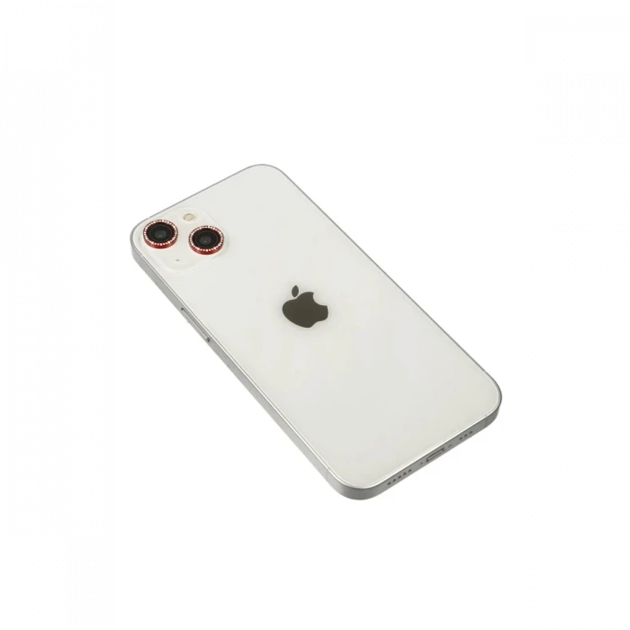 Newface Apple iPhone 14 Diamond Kamera Lens - Kırmızı