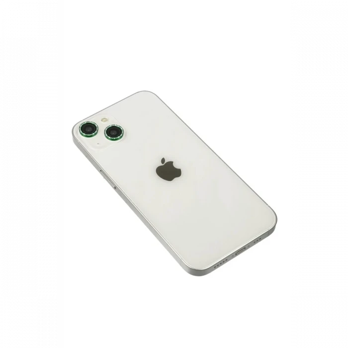Newface Apple iPhone 14 Diamond Kamera Lens - Yeşil