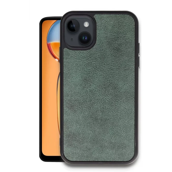 Newface Apple iPhone 14 Kılıf Aras Deri Kapak - Koyu Yeşil