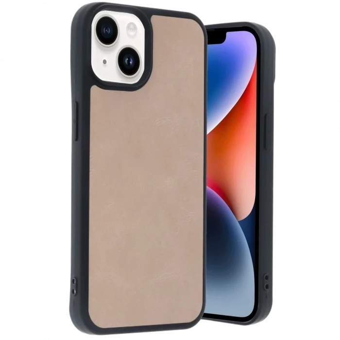 Newface Apple iPhone 14 Kılıf Aras Deri Kapak - Pudra