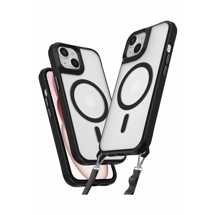 Newface Apple iPhone 14 Kılıf Enka Magsafe Silikon Kılıf - Siyah