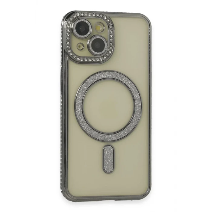 Newface Apple iPhone 14 Kılıf Joke Simli Magneticsafe Kılıf - Gri