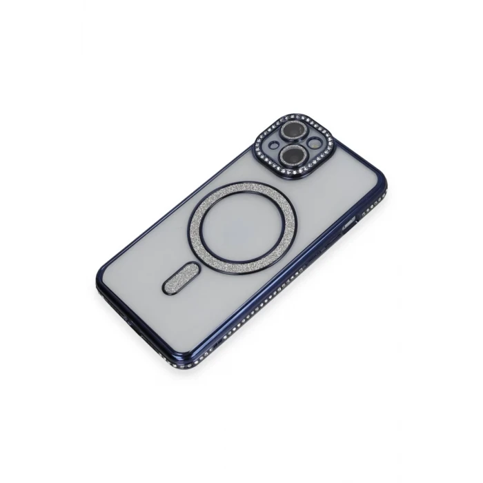 Newface Apple iPhone 14 Kılıf Joke Simli Magneticsafe Kılıf - Lacivert