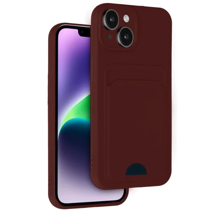 Newface Apple iPhone 14 Kılıf Kelvin Kartvizitli Silikon - Bordo