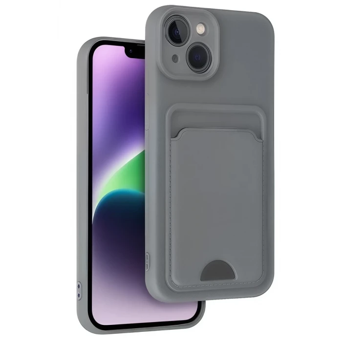 Newface Apple iPhone 14 Kılıf Kelvin Kartvizitli Silikon - Gri