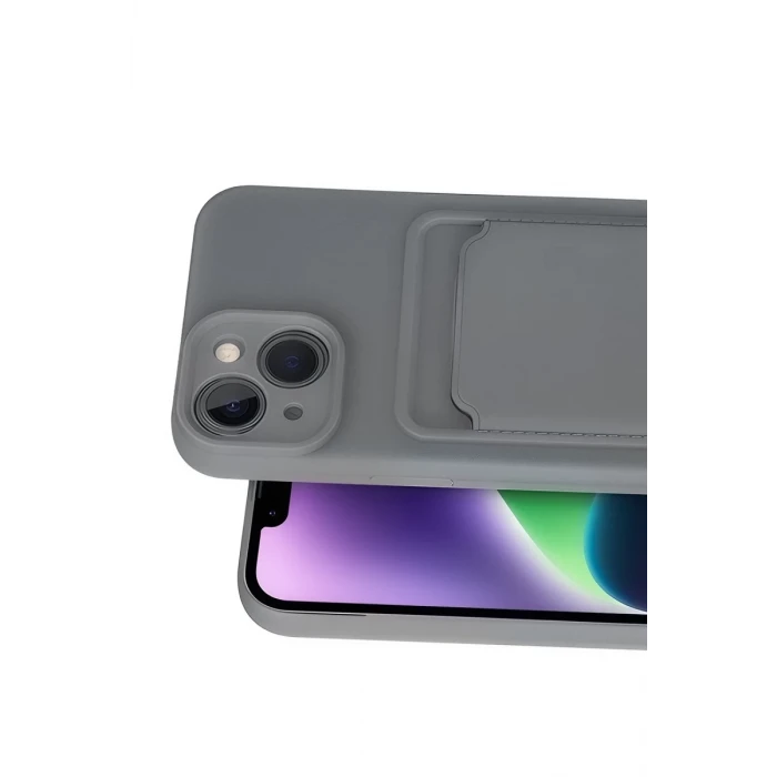 Newface Apple iPhone 14 Kılıf Kelvin Kartvizitli Silikon - Gri