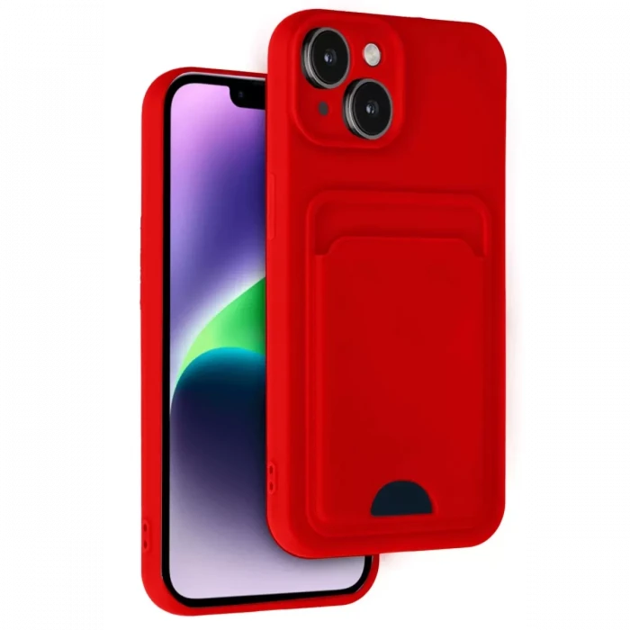 Newface Apple iPhone 14 Kılıf Kelvin Kartvizitli Silikon - Kırmızı