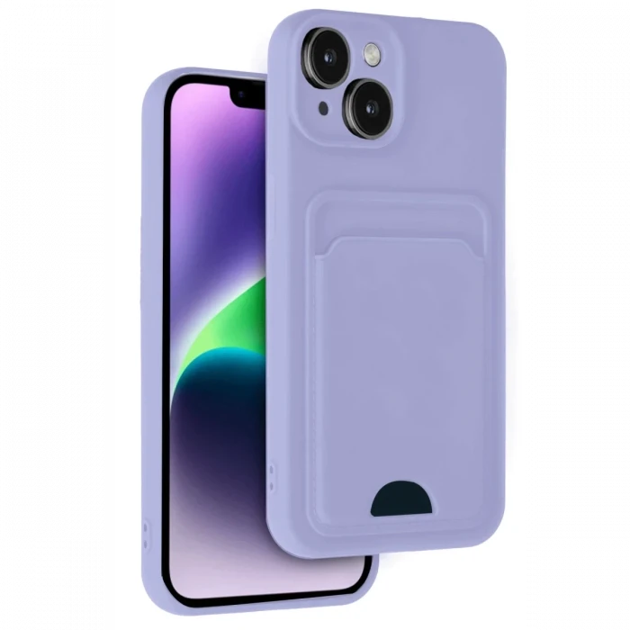 Newface Apple iPhone 14 Kılıf Kelvin Kartvizitli Silikon - Lila