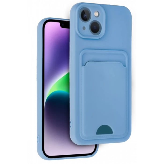Newface Apple iPhone 14 Kılıf Kelvin Kartvizitli Silikon - Mavi