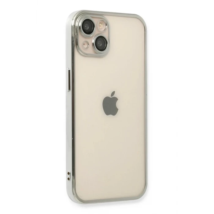 Newface Apple iPhone 14 Kılıf Razer Lensli Silikon - Gümüş
