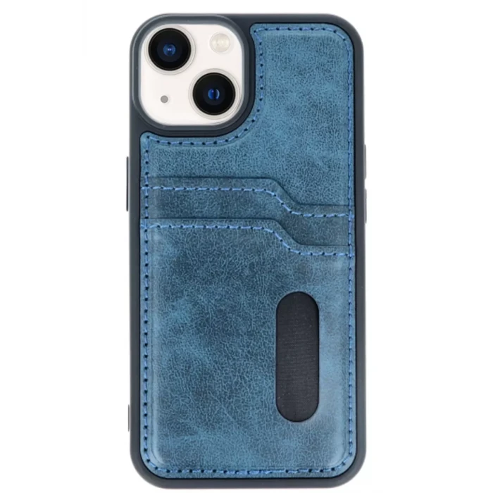 Newface Apple iPhone 14 Kılıf Sara Kartvizitli Deri Kılıf - Lacivert