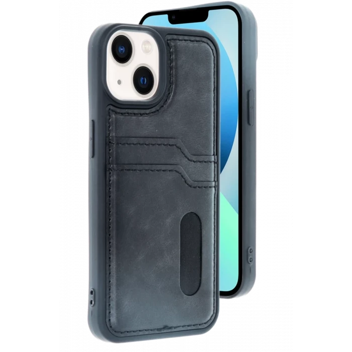 Newface Apple iPhone 14 Kılıf Sara Kartvizitli Deri Kılıf - Siyah