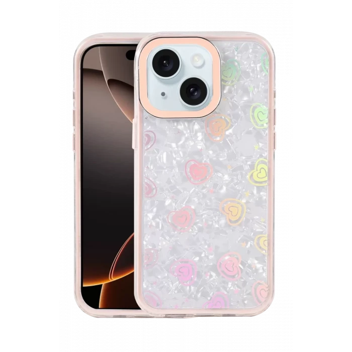 Newface Apple iPhone 14 Lumi Desenli Kapak - Pembe