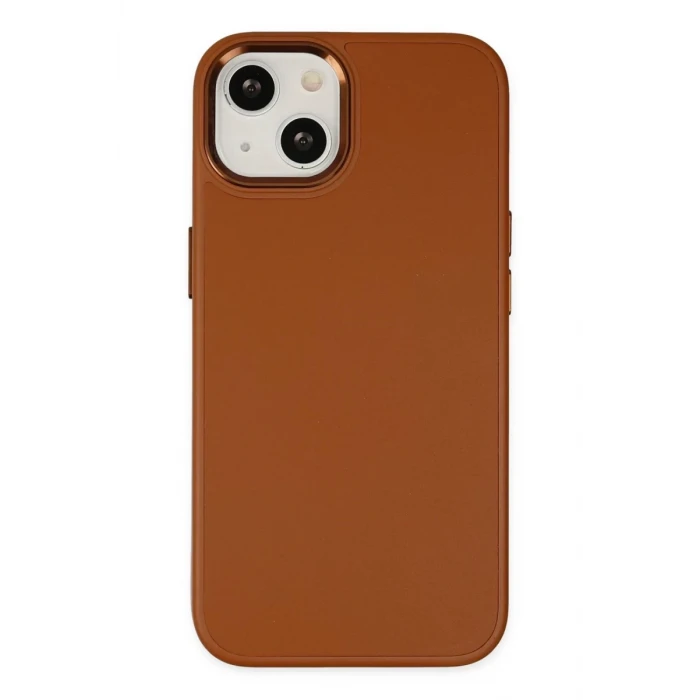 Newface Apple iPhone 14 Plus Kılıf Asya Deri Silikon - Kahverengi