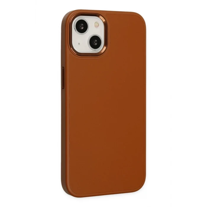 Newface Apple iPhone 14 Plus Kılıf Asya Deri Silikon - Kahverengi