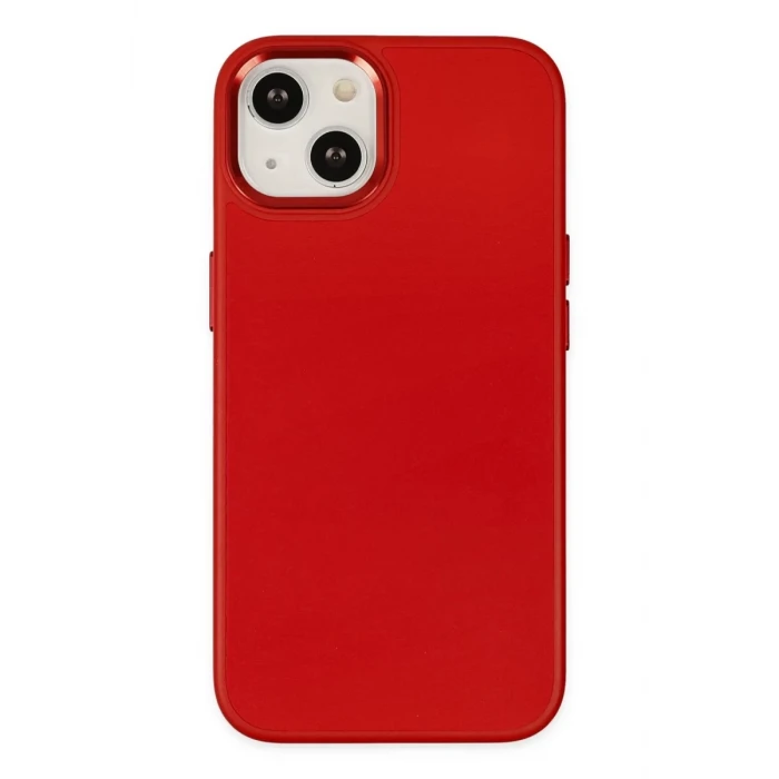 Newface Apple iPhone 14 Plus Kılıf Asya Deri Silikon - Kırmızı