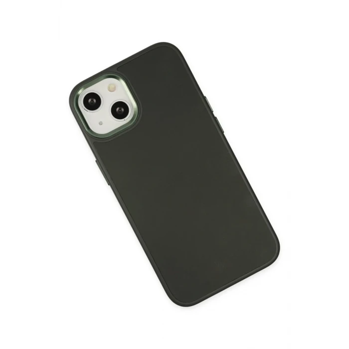 Newface Apple iPhone 14 Plus Kılıf Asya Deri Silikon - Koyu Yeşil
