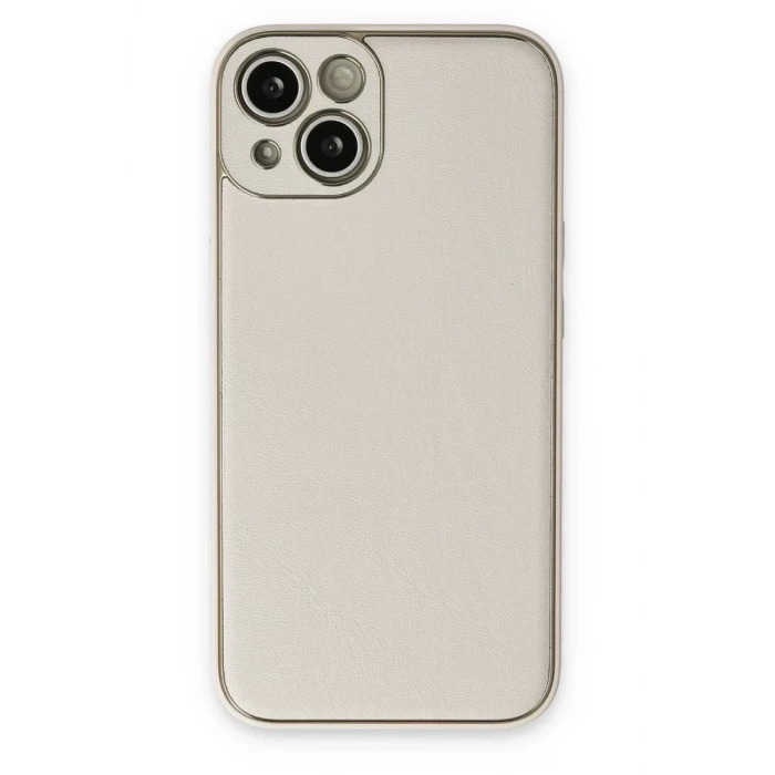 Newface Apple iPhone 14 Plus Kılıf Coco Deri Silikon Kapak - Beyaz