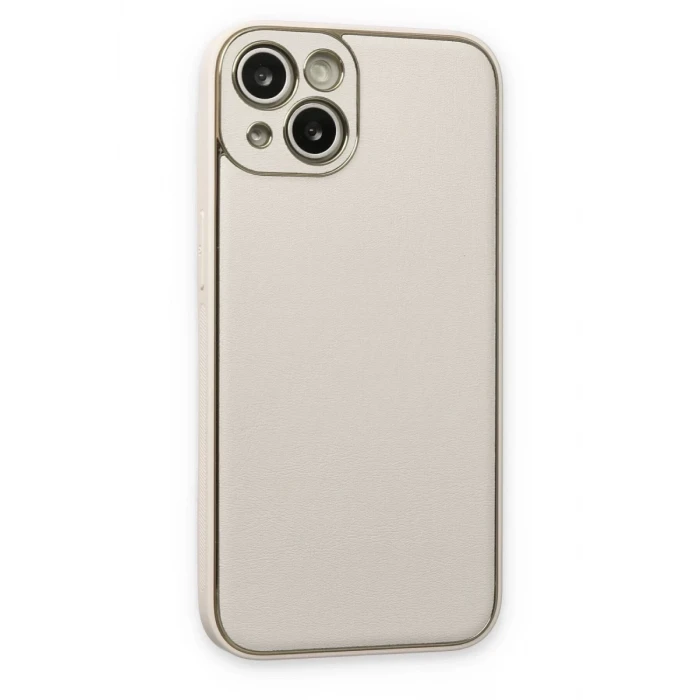 Newface Apple iPhone 14 Plus Kılıf Coco Deri Silikon Kapak - Beyaz