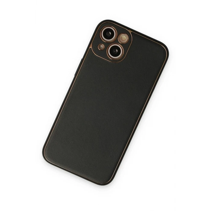 Newface Apple iPhone 14 Plus Kılıf Coco Deri Silikon Kapak - Siyah