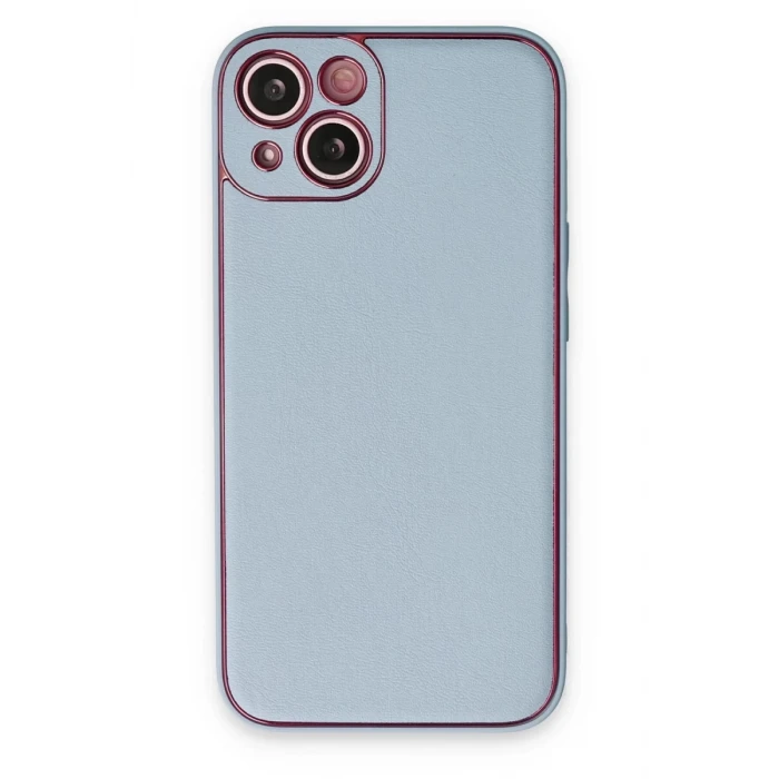 Newface Apple iPhone 14 Plus Kılıf Coco Deri Silikon Kapak - Sky Blue