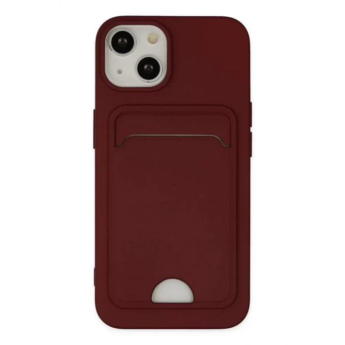 Newface Apple iPhone 14 Plus Kılıf Kelvin Kartvizitli Silikon - Bordo
